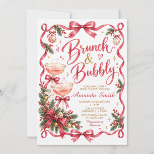 Invitation Repas de midi d'hiver rose et fille pétillante pou
