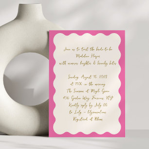 Invitation Repas de midi Mimosa Coquille rose Mariage Shower