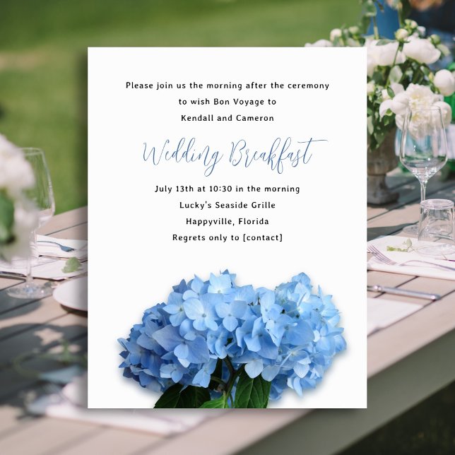 Invitation Repas de noces des jeunes mariés Fleurs bleues (Créateur téléchargé)