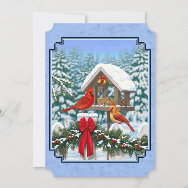 Invitation Repas de Noël des cardinaux bleu (Devant)