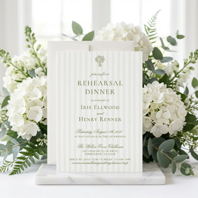 Invitation Repas de répétition classique vert sauge et beige (Créateur téléchargé)