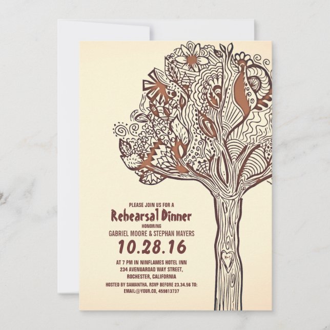 Invitation Repas de répétition des branches florales de l'arb (Devant)
