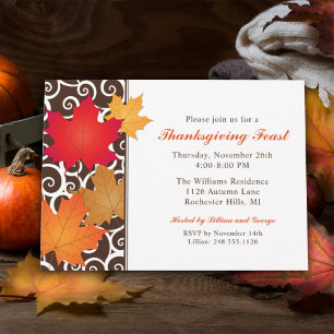 Invitation Repas de Thanksgiving Feuilles de érable d'automne