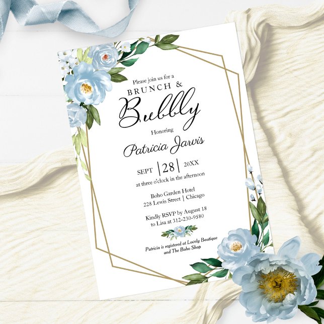 Invitation Repas Déjeuner-Dîner Et Bridal Shower Pétale De Fl (Créateur téléchargé)