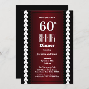 Invitation Repas moderne Red 60th Birthday