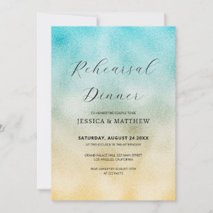 Invitation Répétition Aqua et Gold Ombre Foil