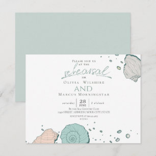 Invitation Répétition Coquillages modernes Corail et Turquo