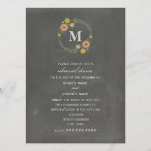 Invitation Répétition d'automne du monogramme de couronnes in