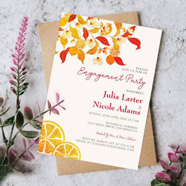 Invitation Répétition de dîner d'amour citronné frais feuilla (Créateur téléchargé)