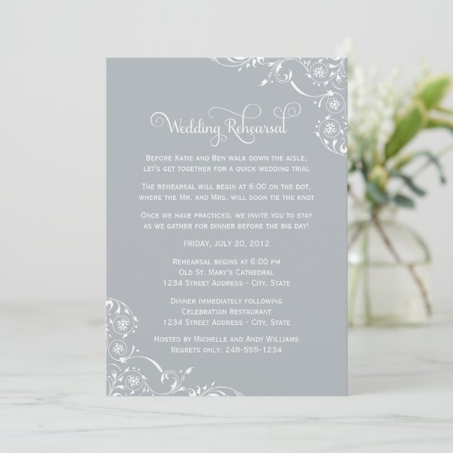 Invitation Répétition de mariage à la Fleur de Silver (Debout devant)