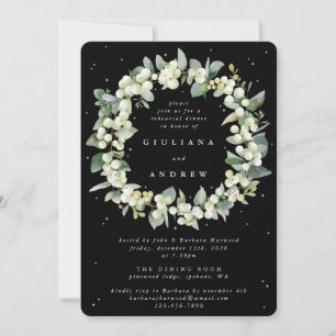 Invitation Répétition de mariage à la neige noire + eucalyptu