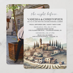 Invitation Répétition de mariage à l'aquarelle en Toscane