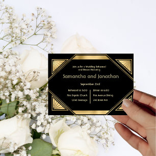 Invitation Répétition de mariage Art Déco Glam Vintage