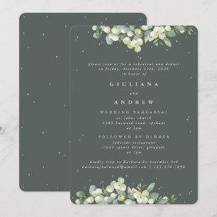 Invitation Répétition de mariage au Snowberry Gris Vert+Eucal