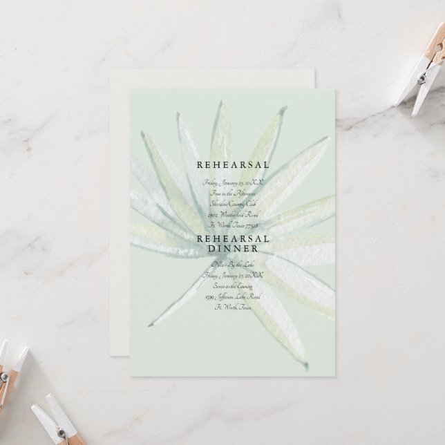 Invitation Répétition de mariage aux feuillages tropicaux ass (Devant/Arrière en situation)