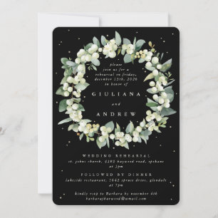 Invitation Répétition de mariage Black Snowberry+Eucalyptus