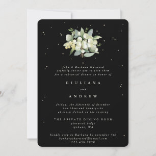 Invitation Répétition de mariage Black Snowberry+Eucalyptus