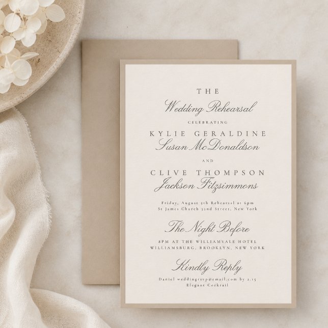 Invitation Répetition de Mariage Champagne Taupe (Créateur téléchargé)