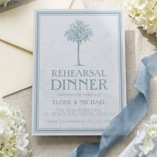 Invitation Répétition de Mariage Élégant sous un Palmier Bleu