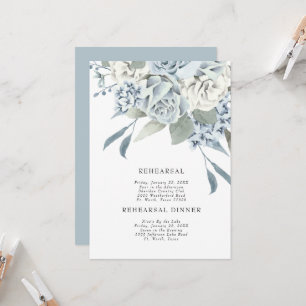 Invitation Répétition de mariage élégante aux fleurs bleues p