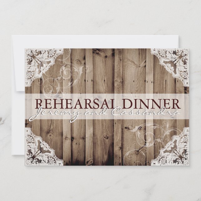 Invitation Répétition de mariage en dentelle blanche antique (Devant)