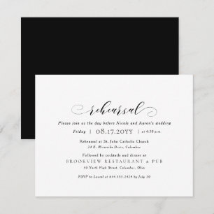 Invitation Répétition de mariage et dîner simple élégant