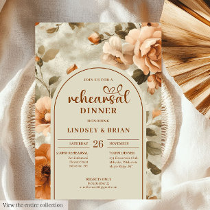 Invitation Répétition de mariage floral en terre cuite aquare
