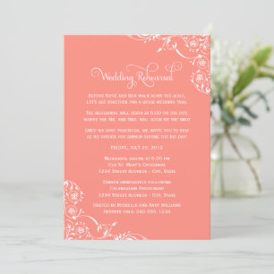 Invitation Répétition de mariage Flourish Coral