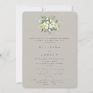 Invitation Répétition de mariage Greige Snowberry+Eucalyptus