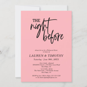 Invitation Répétition de Mariage Moderne Minimaliste Rose Pâl