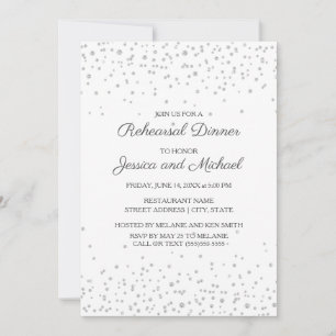 Invitation Répétition de mariage paillettes diamant argent bl