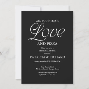 Invitation Répétition de mariage pizza noire moderne