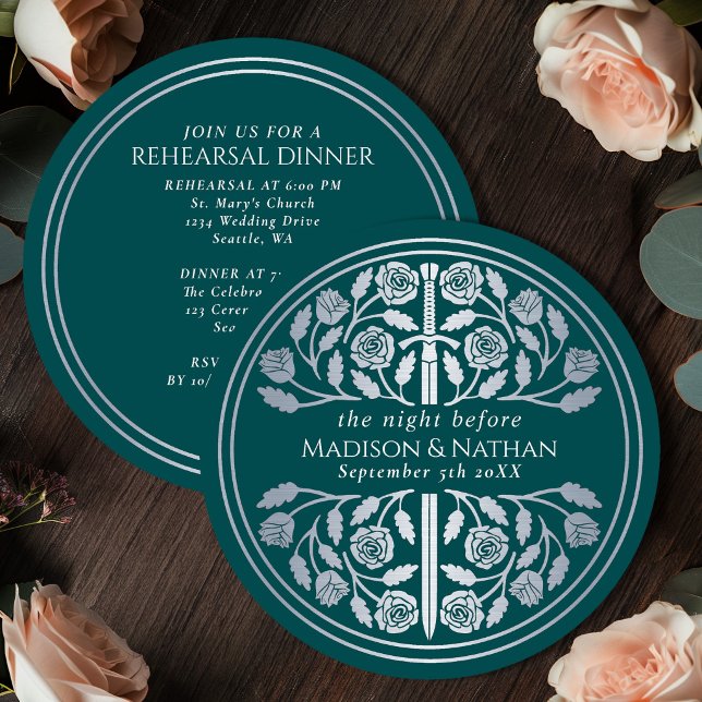 Invitation Répétition de mariage royal avec épée argent sarce (Créateur téléchargé)
