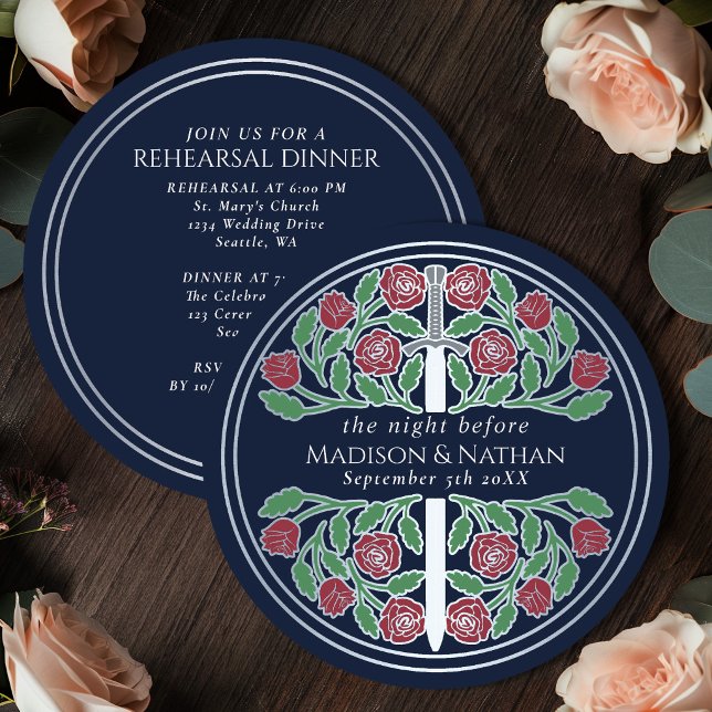 Invitation Répétition de mariage royal avec épée argentée ble (Créateur téléchargé)