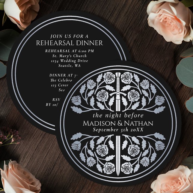 Invitation Répétition de mariage royal avec épée argentée noi (Créateur téléchargé)
