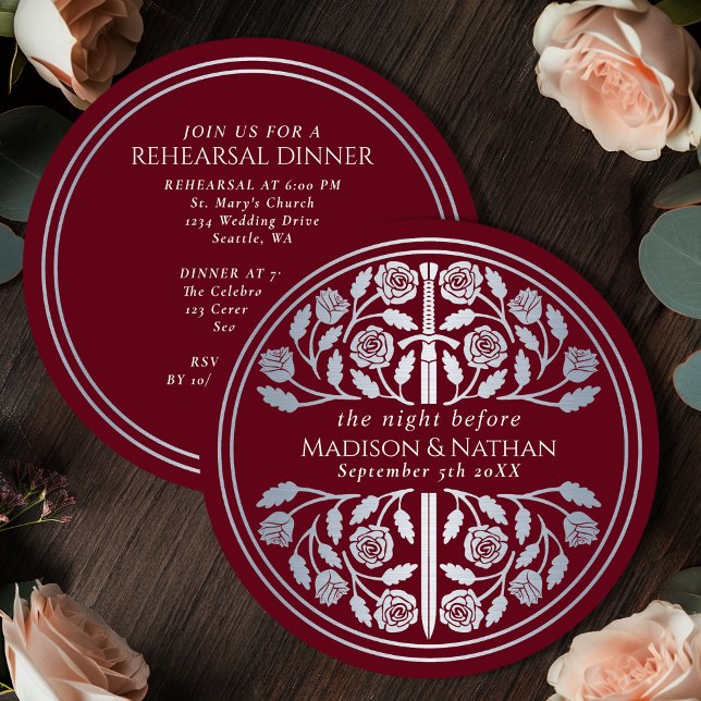 Invitation Répétition de mariage royal avec épée argentée rou (Créateur téléchargé)