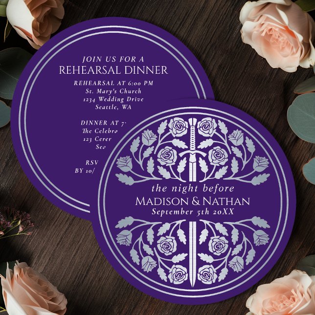Invitation Répétition de mariage royal avec épée argentée vio (Créateur téléchargé)