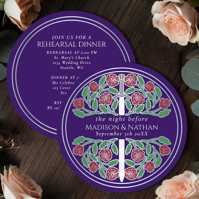 Invitation Répétition de mariage royal avec épée argentée vio (Créateur téléchargé)