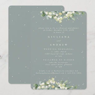 Invitation Répétition de mariage Seafoam Snowberry+Eucalyptus
