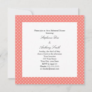 Invitation Répétition de points de Polka blanc et rose corail