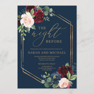 Invitation Répétition des mariages de la marine à fleurs rose