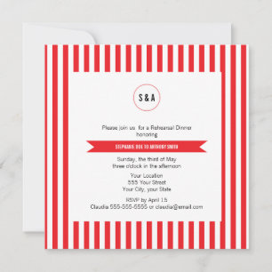 Invitation Répétition des Motifs Monogrammes rouge et blanc