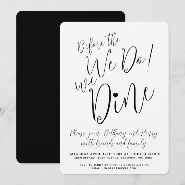 Invitation Répétition dîner avant que nous ne dînons en mono  (Devant / Derrière)