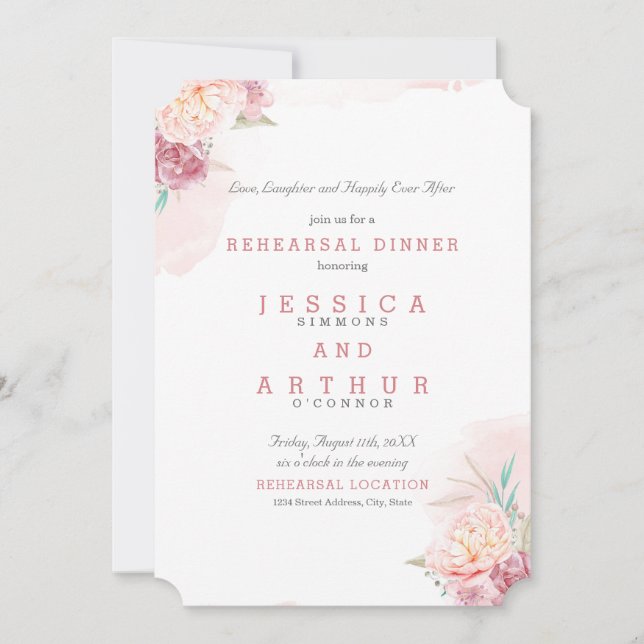 Invitation Répétition du diner de mariage | Flush et Blooms (Devant)