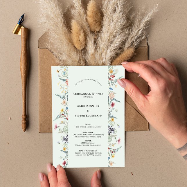 Invitation Répétition du Mariage vert de la Mention simple Fl (Créateur téléchargé)