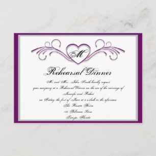 Invitation Répétition du Monogramme de Défilement du coeur ma