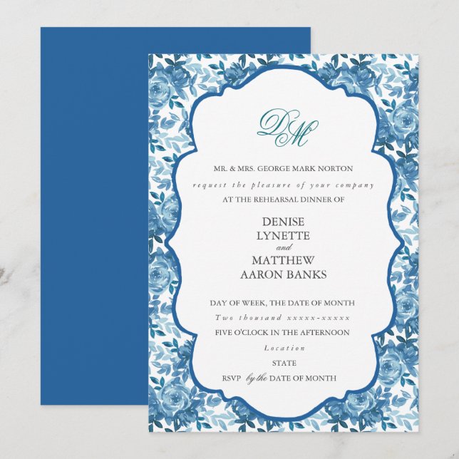 Invitation Répétition du sucre et du Mariage bleu Skydiver (Devant / Derrière)