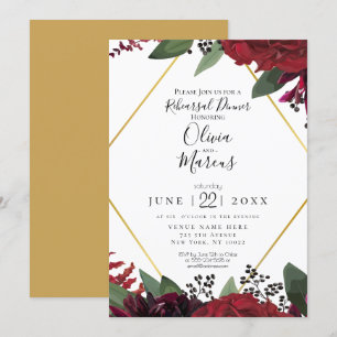 Invitation RÉPÉTITION    Élégant riche floral bordeaux Marsal