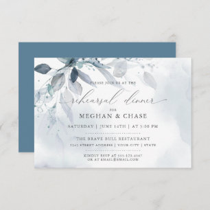 Invitation Répétition en aquarelle Dusty Blue Foliage