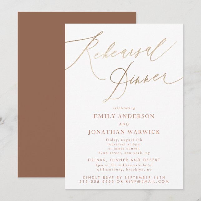 Invitation Répétition en Mariage classique blanc Dusty en ter (Devant / Derrière)